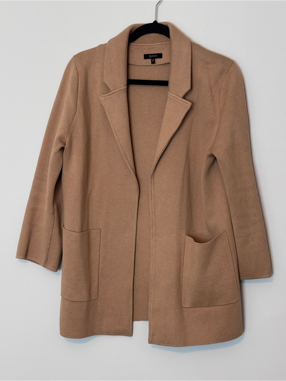 Quince 100% Organic Cotton Knit Blazer Camel Women’s Medium NWOT